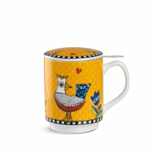 MUG PARA CHA COM INFUSOR 350 ML LARANJA COCORICO