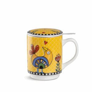 MUG PARA CHA COM INFUSOR 350 ML AMARELA COCORICO